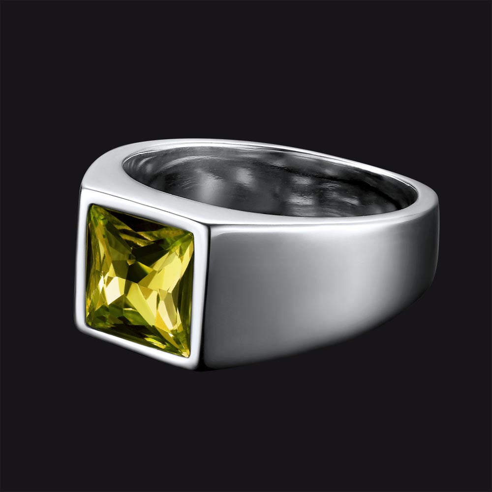 Minimalist Birthstone Gemstone Band Ring for Men