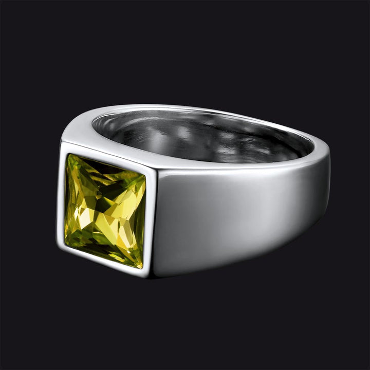 Minimalist Birthstone Gemstone Band Ring for Men