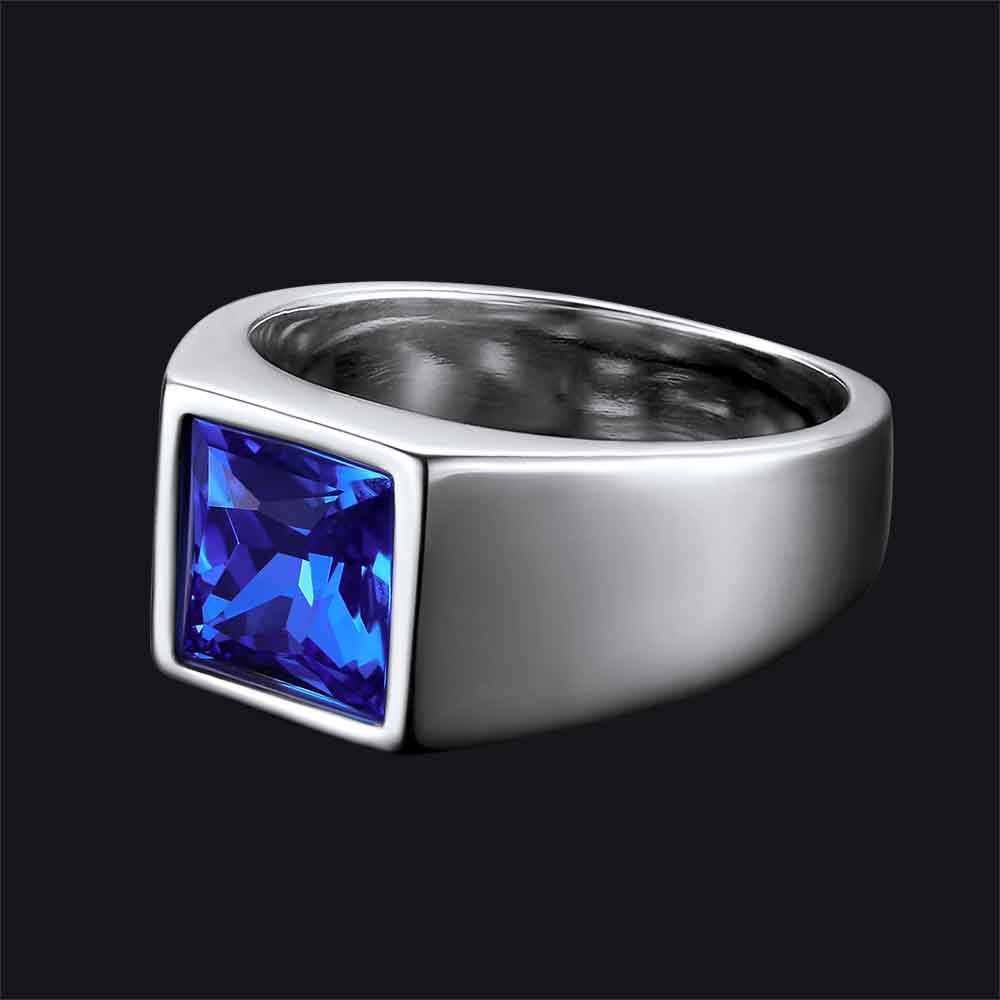 Minimalist Birthstone Gemstone Band Ring for Men