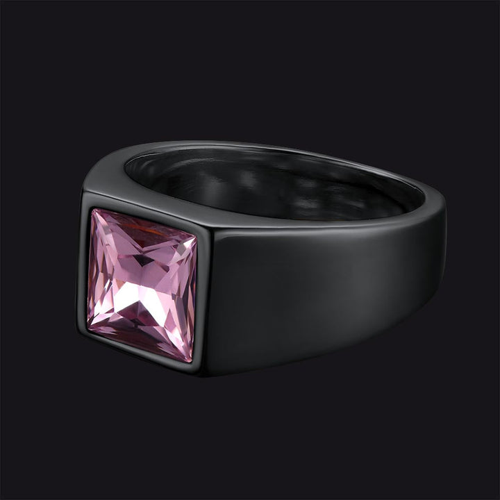 Minimalist Birthstone Gemstone Band Ring for Men