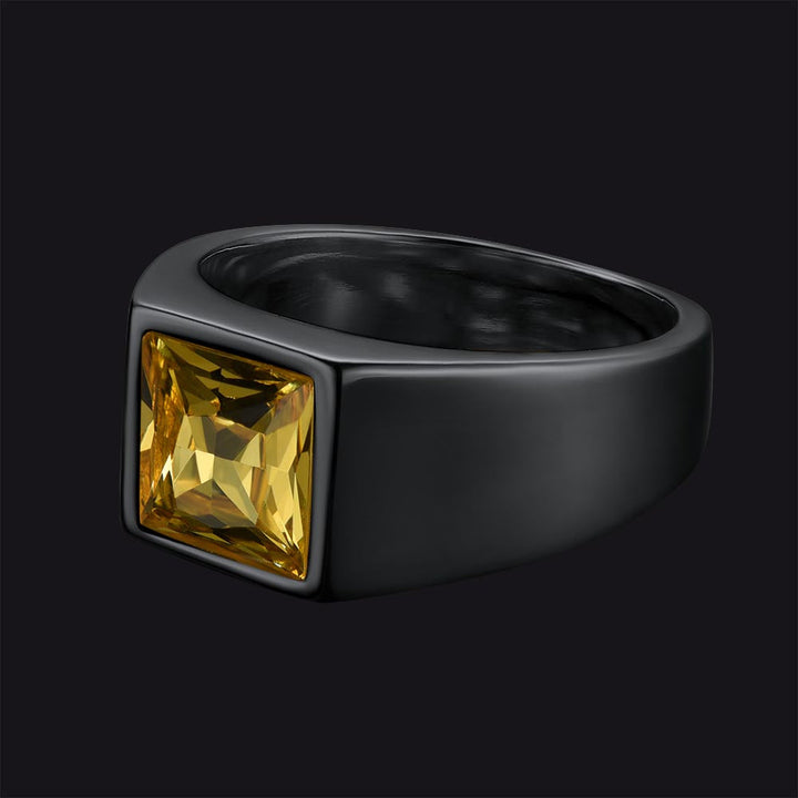 Minimalist Birthstone Gemstone Band Ring for Men