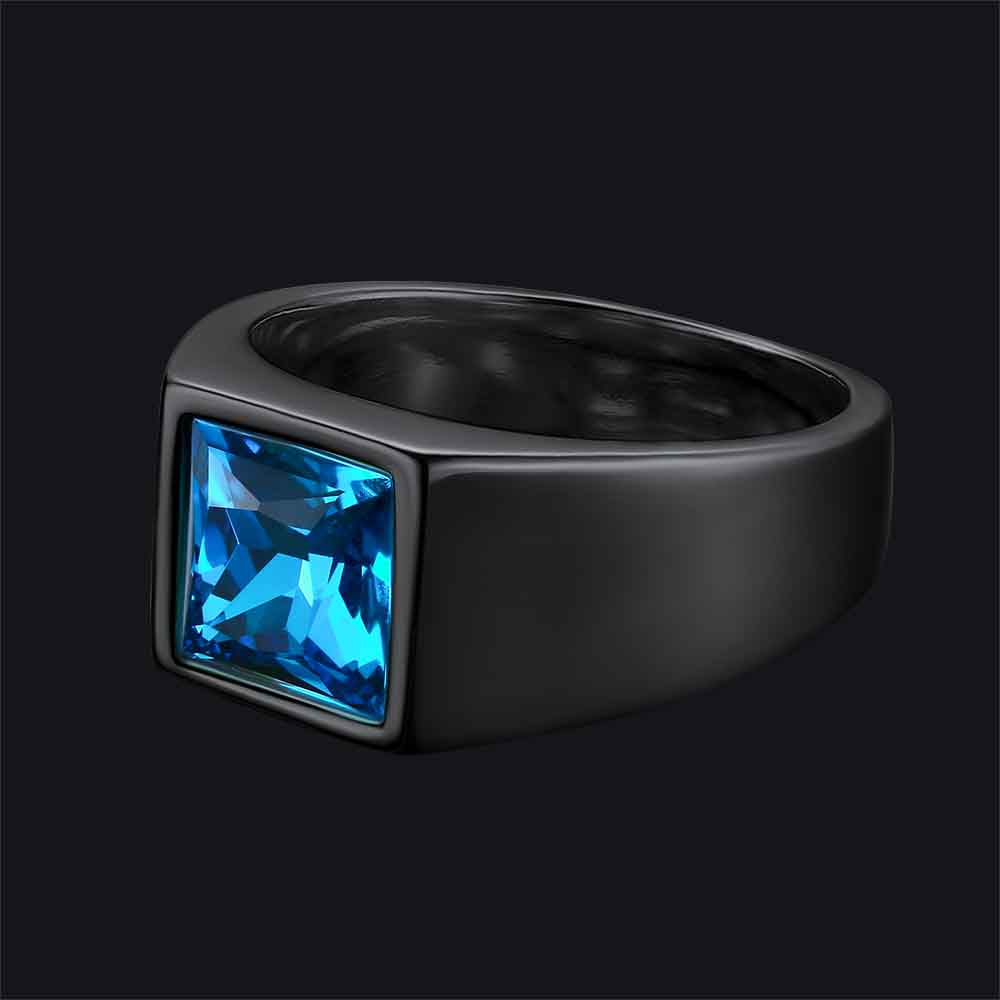 Minimalist Birthstone Gemstone Band Ring for Men