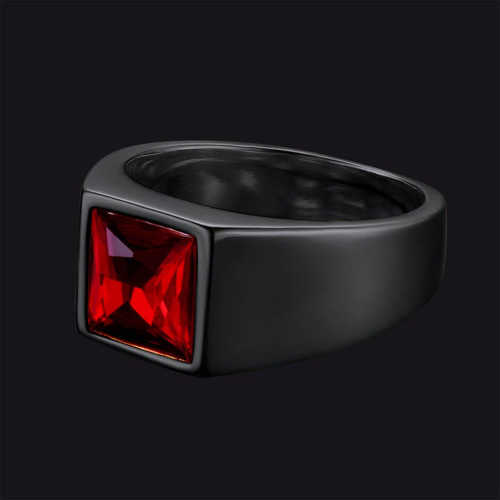 Minimalist Birthstone Gemstone Band Ring for Men