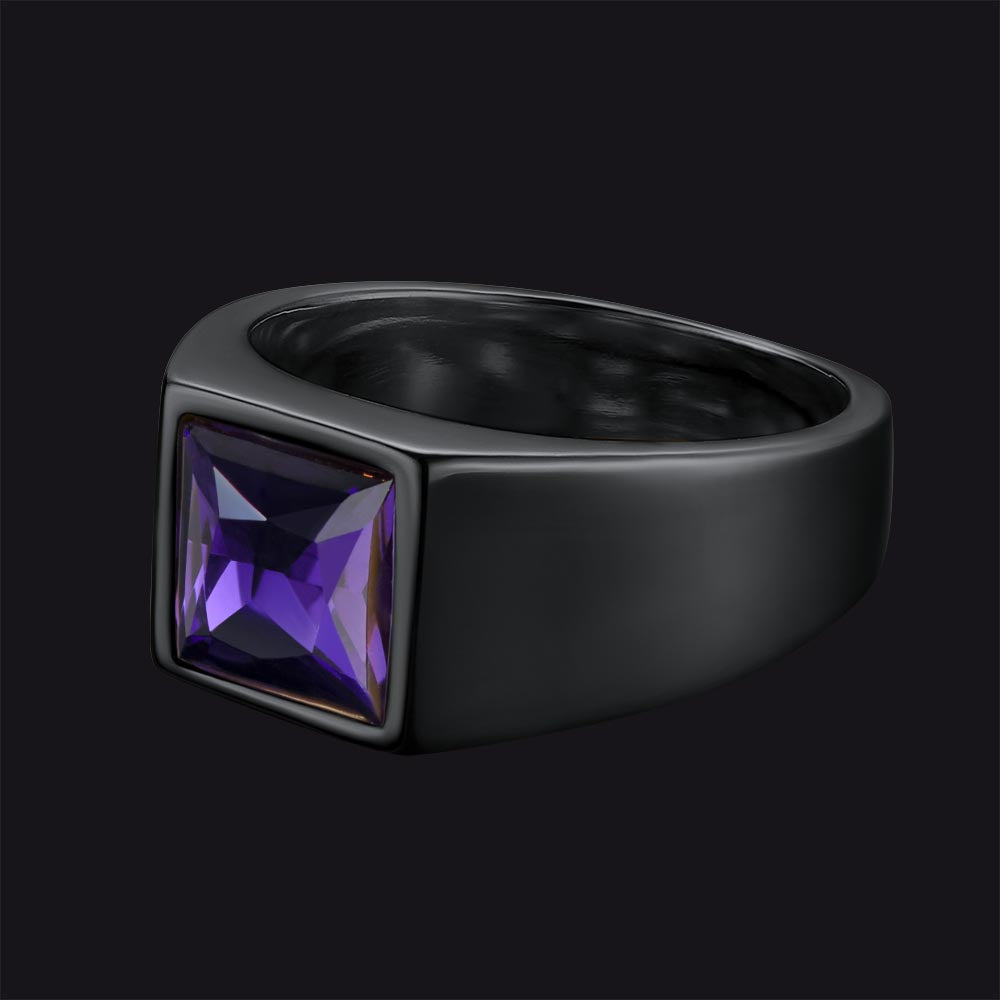 Minimalist Birthstone Gemstone Band Ring for Men