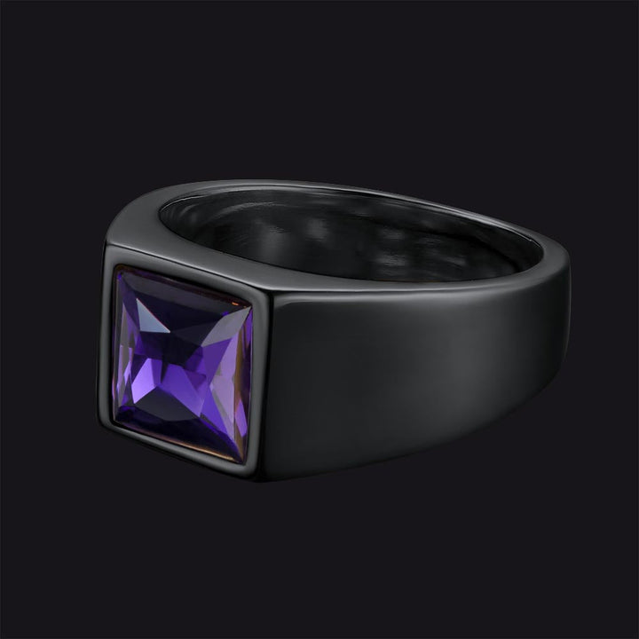 Minimalist Birthstone Gemstone Band Ring for Men