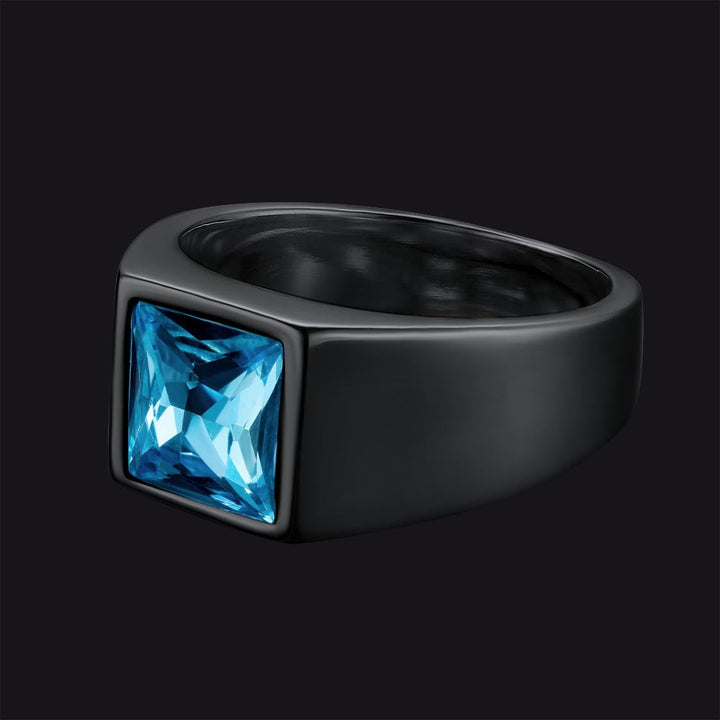 Minimalist Birthstone Gemstone Band Ring for Men