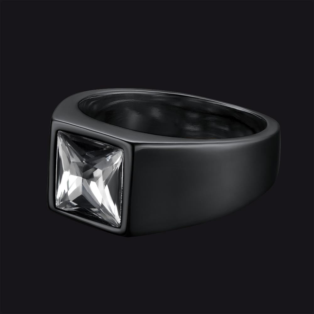 Minimalist Birthstone Gemstone Band Ring for Men
