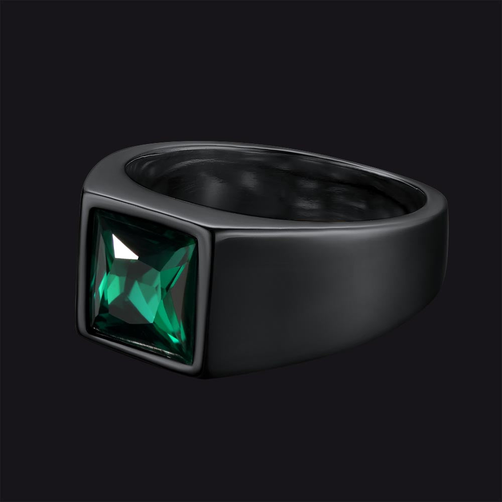 Minimalist Birthstone Gemstone Band Ring for Men
