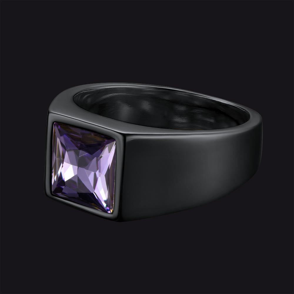 Minimalist Birthstone Gemstone Band Ring for Men