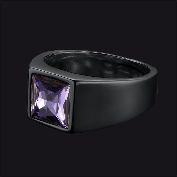 Minimalist Birthstone Gemstone Band Ring for Men
