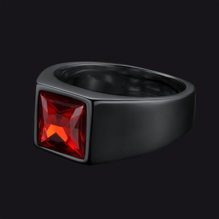 Minimalist Birthstone Gemstone Band Ring for Men