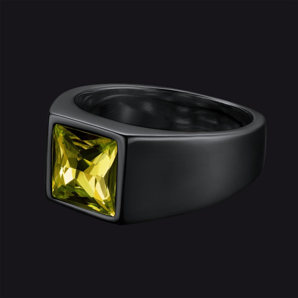 Minimalist Birthstone Gemstone Band Ring for Men