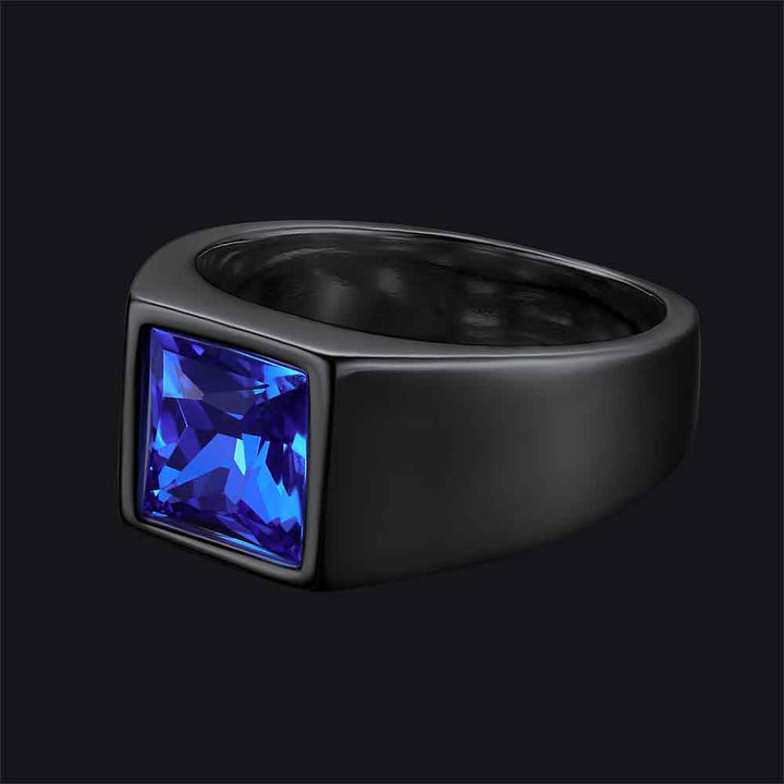 Minimalist Birthstone Gemstone Band Ring for Men
