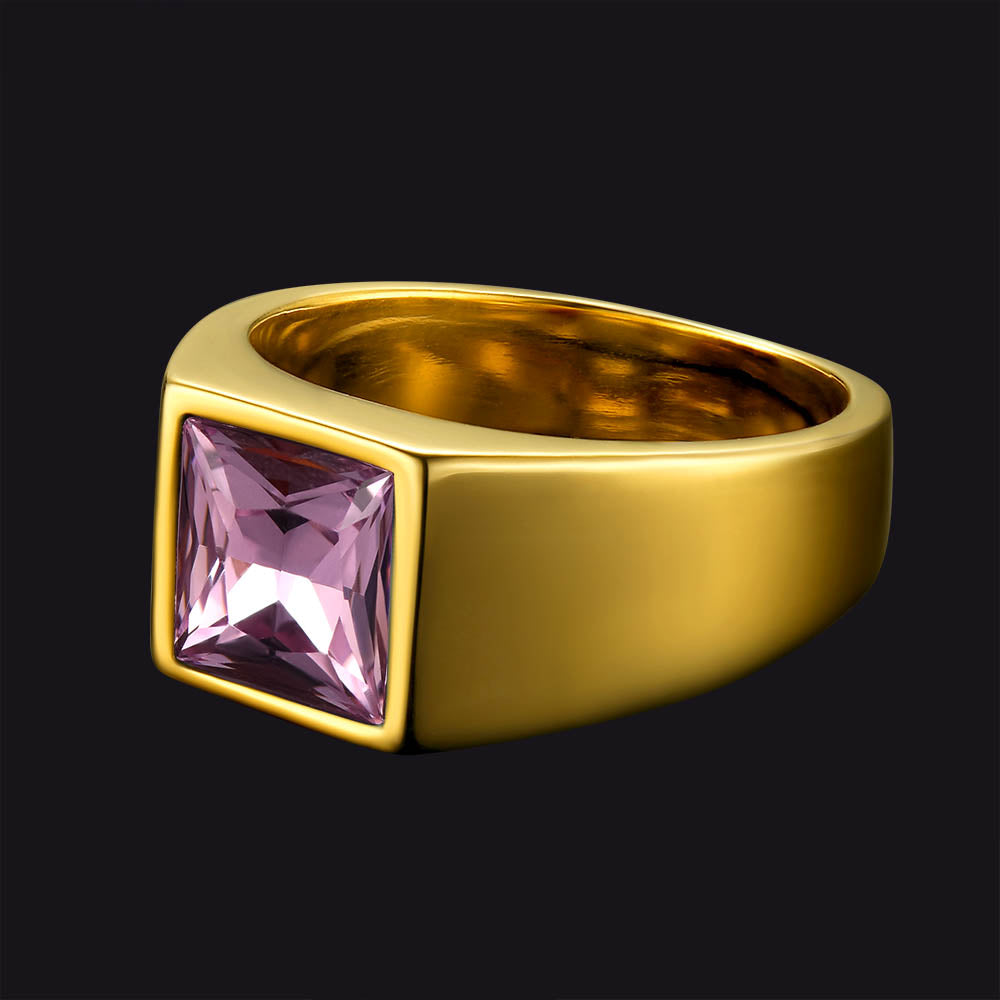 Minimalist Birthstone Gemstone Band Ring for Men