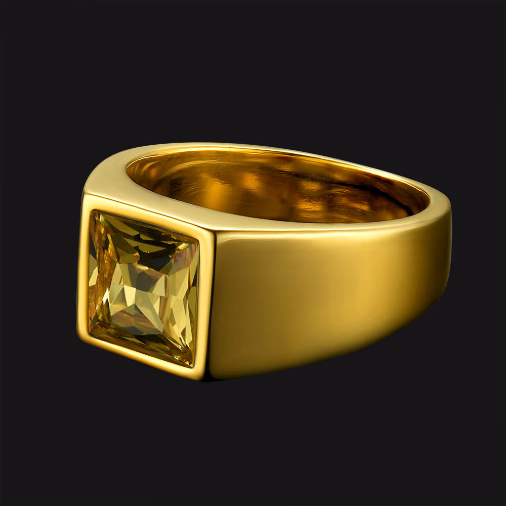 Minimalist Birthstone Gemstone Band Ring for Men