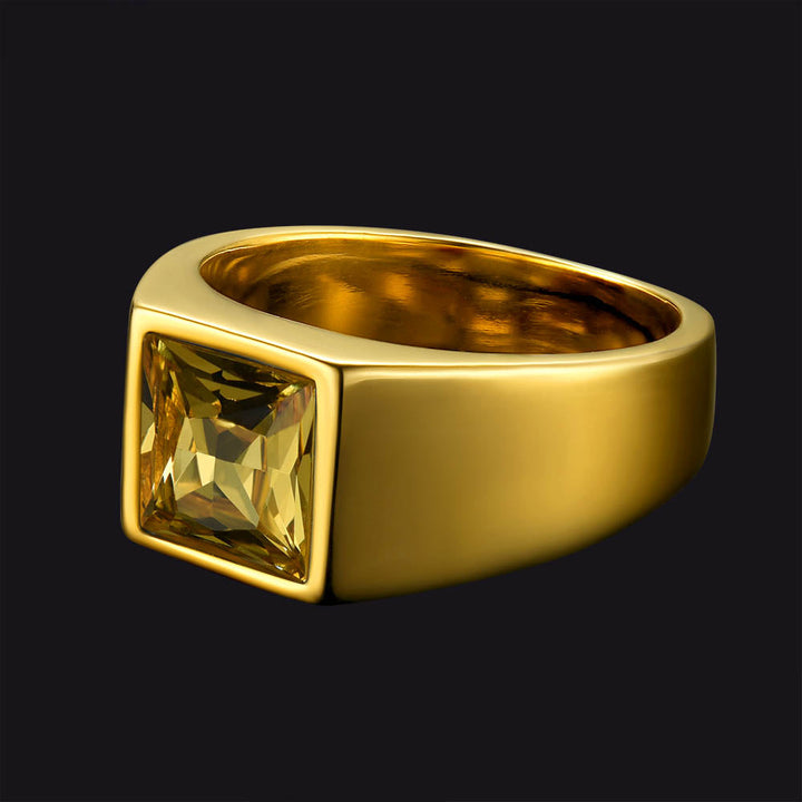 Minimalist Birthstone Gemstone Band Ring for Men