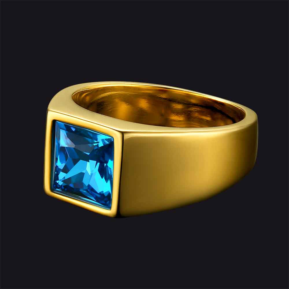 Minimalist Birthstone Gemstone Band Ring for Men
