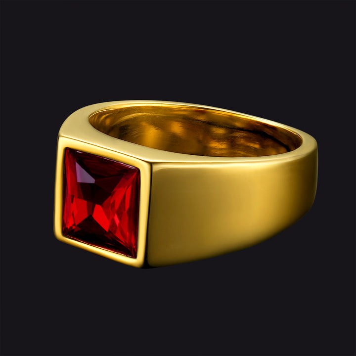 Minimalist Birthstone Gemstone Band Ring for Men