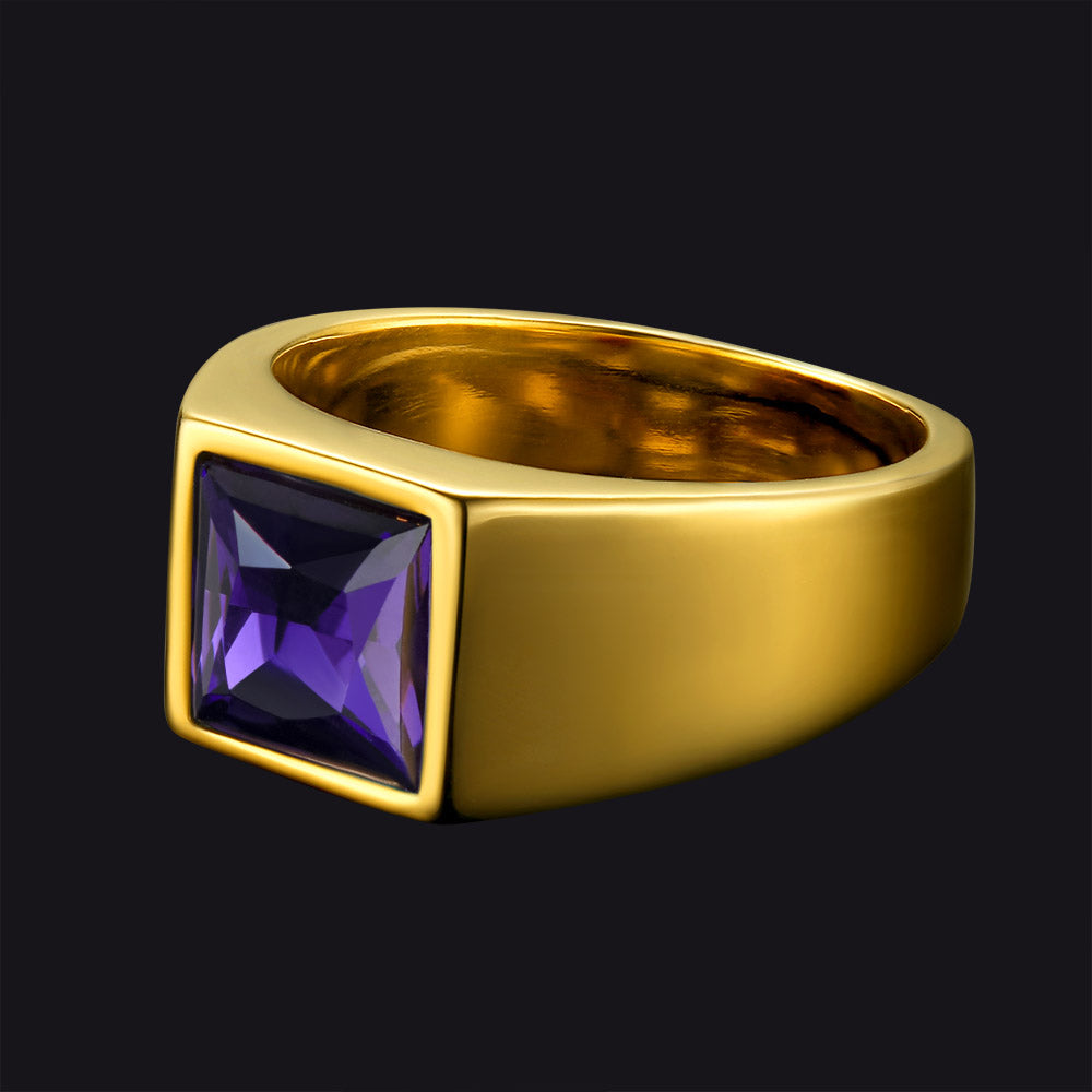 Minimalist Birthstone Gemstone Band Ring for Men