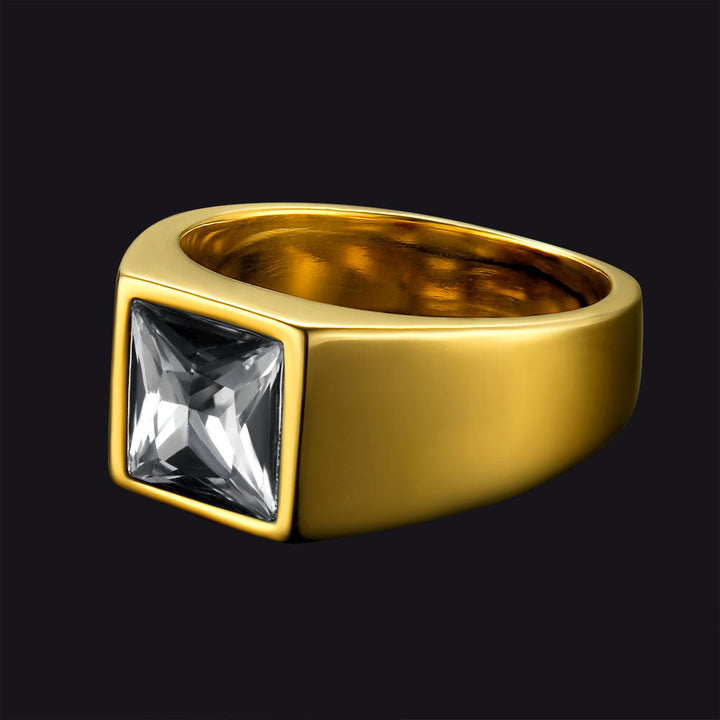 Minimalist Birthstone Gemstone Band Ring for Men