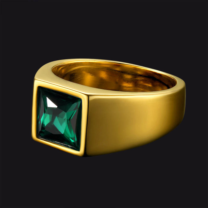 Minimalist Birthstone Gemstone Band Ring for Men