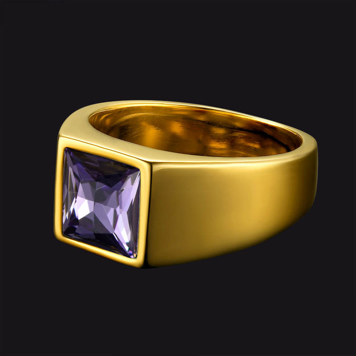 Minimalist Birthstone Gemstone Band Ring for Men