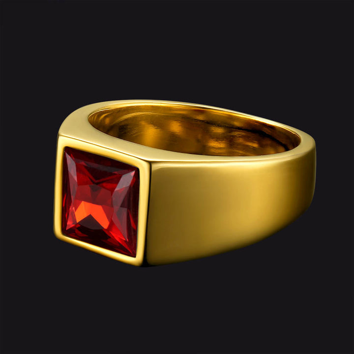 Minimalist Birthstone Gemstone Band Ring for Men