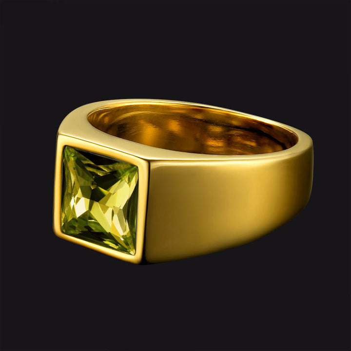 Minimalist Birthstone Gemstone Band Ring for Men