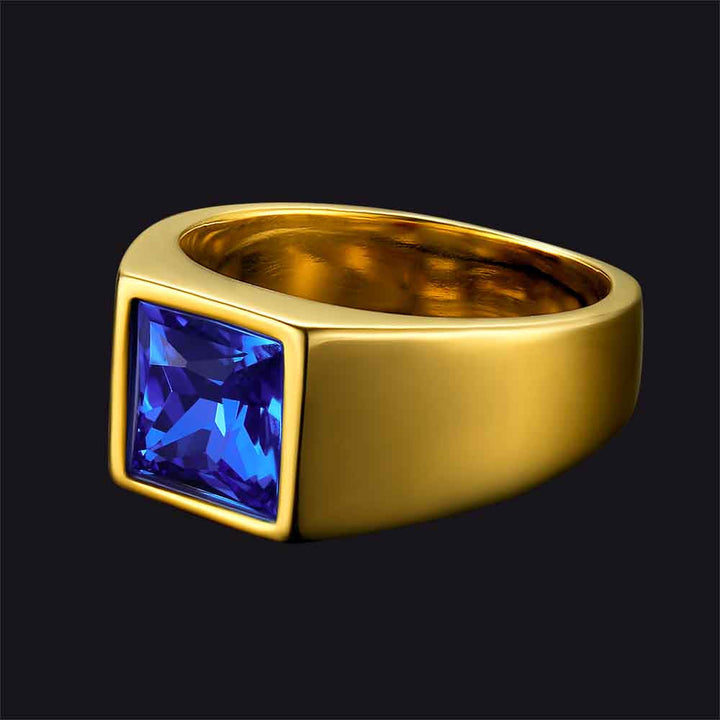Minimalist Birthstone Gemstone Band Ring for Men