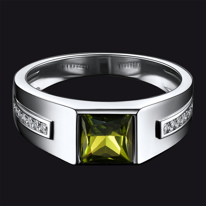 Sterling Silver Birthstone Wedding Band Ring for Men