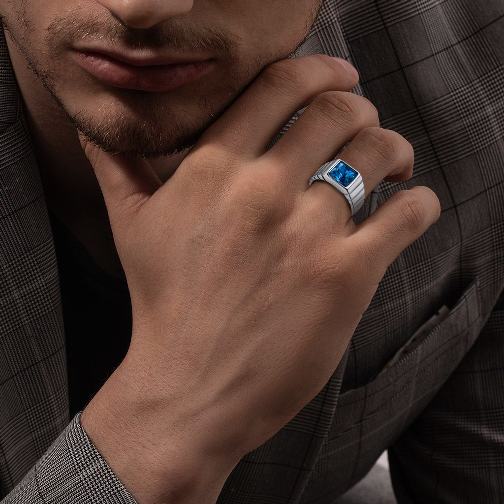 Birthstone Band Ring for Men