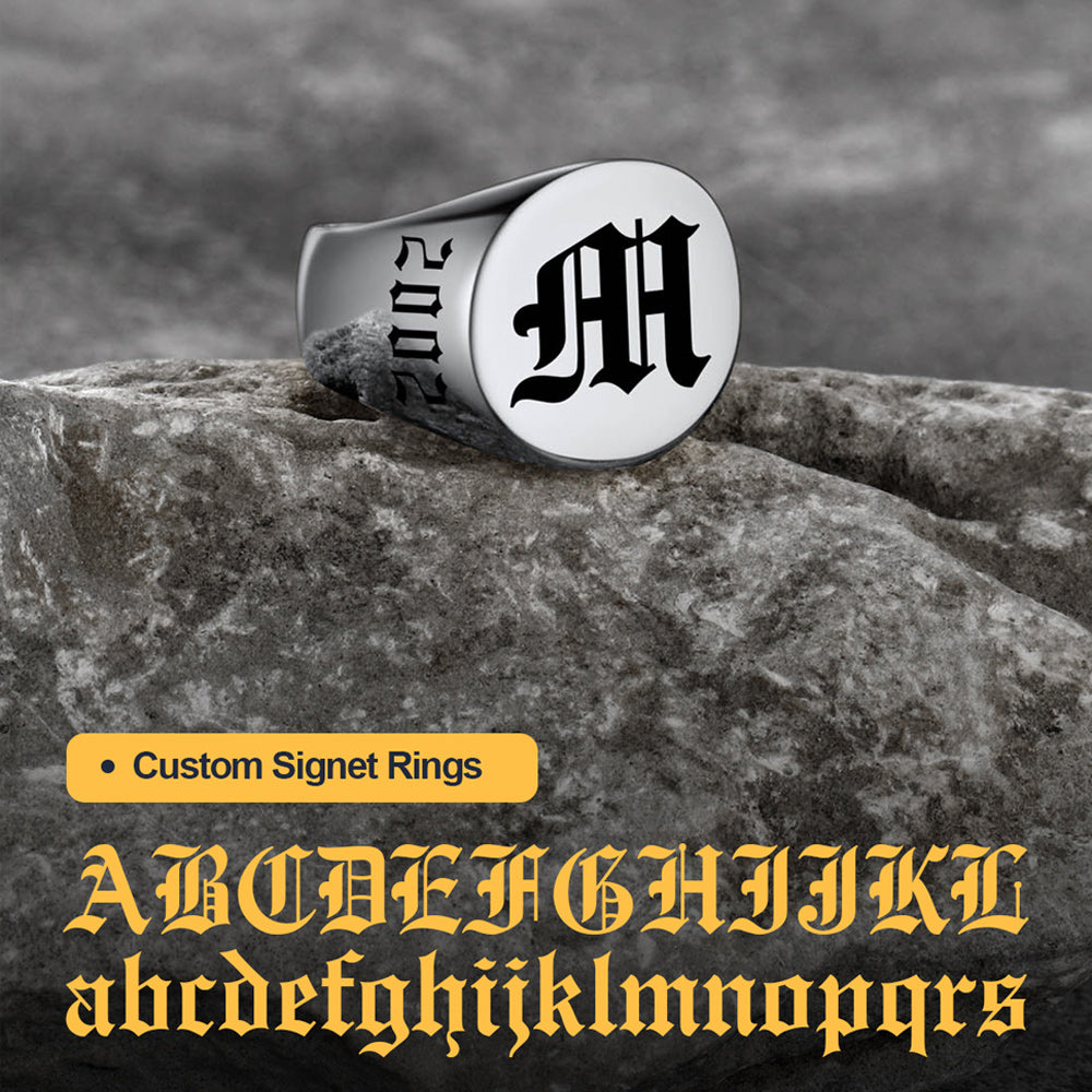 Engraved Name Custom Signet Rings for Men