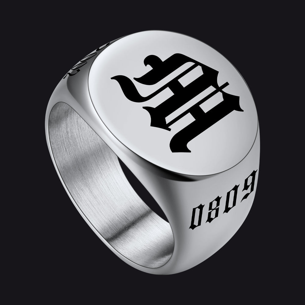Engraved Name Custom Signet Rings for Men
