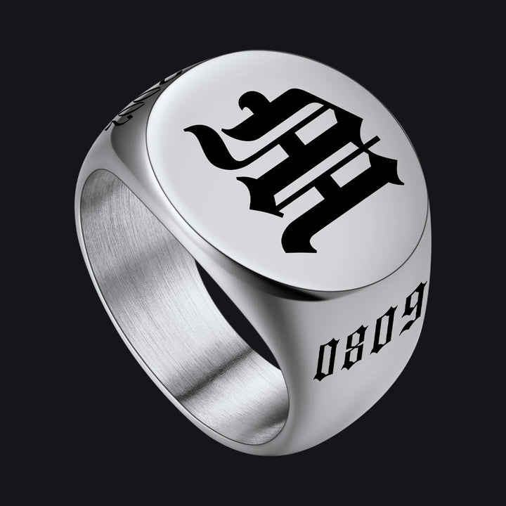 Engraved Name Custom Signet Rings for Men