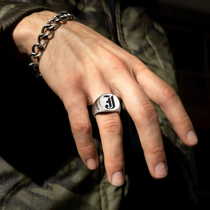 Engraved Name Custom Signet Rings for Men