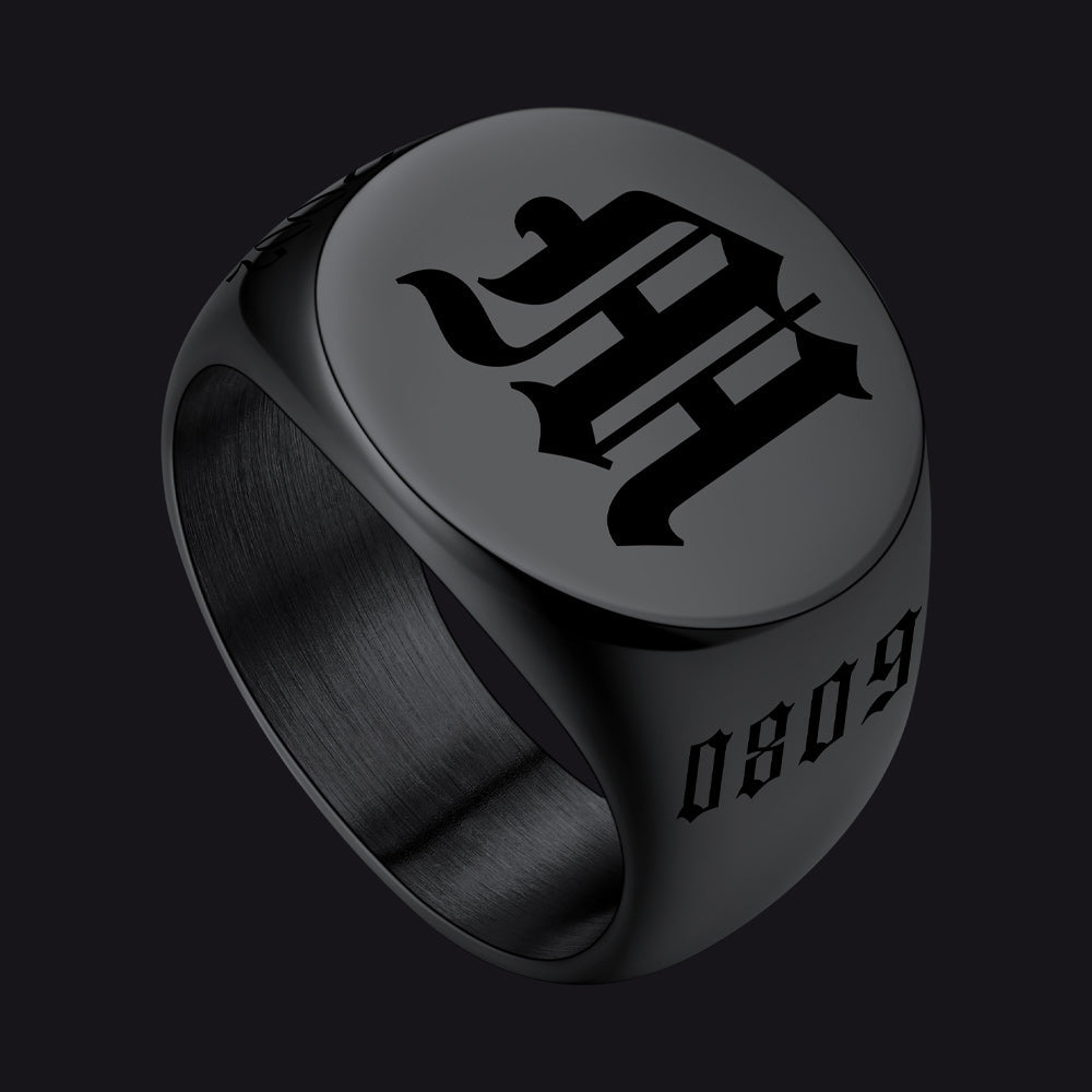 Engraved Name Custom Signet Rings for Men
