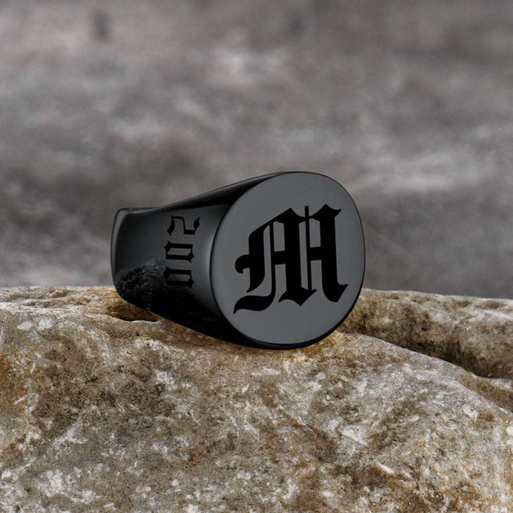 Engraved Name Custom Signet Rings for Men