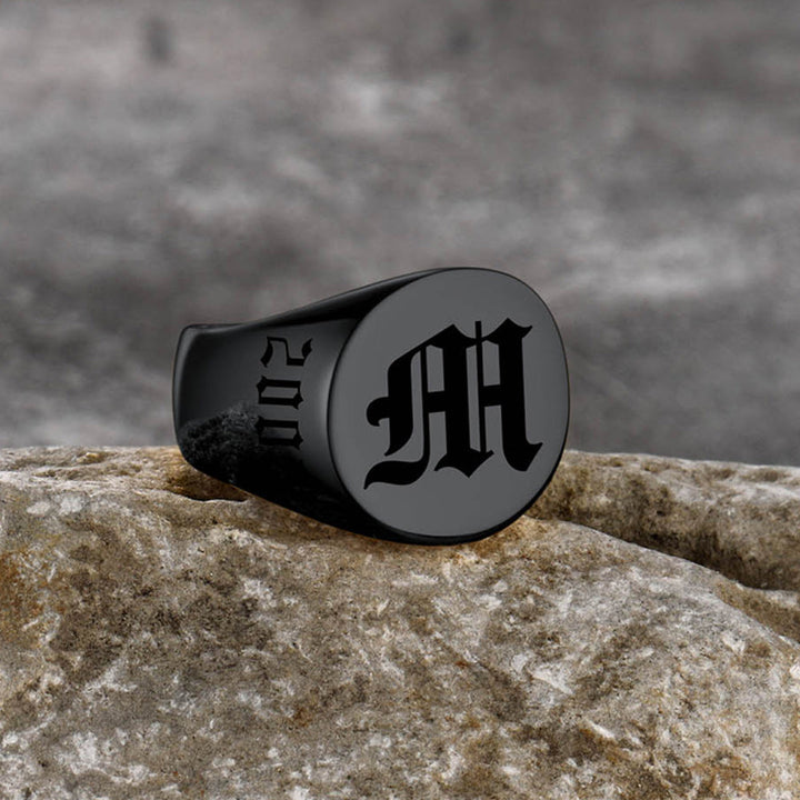 Engraved Name Custom Signet Rings for Men