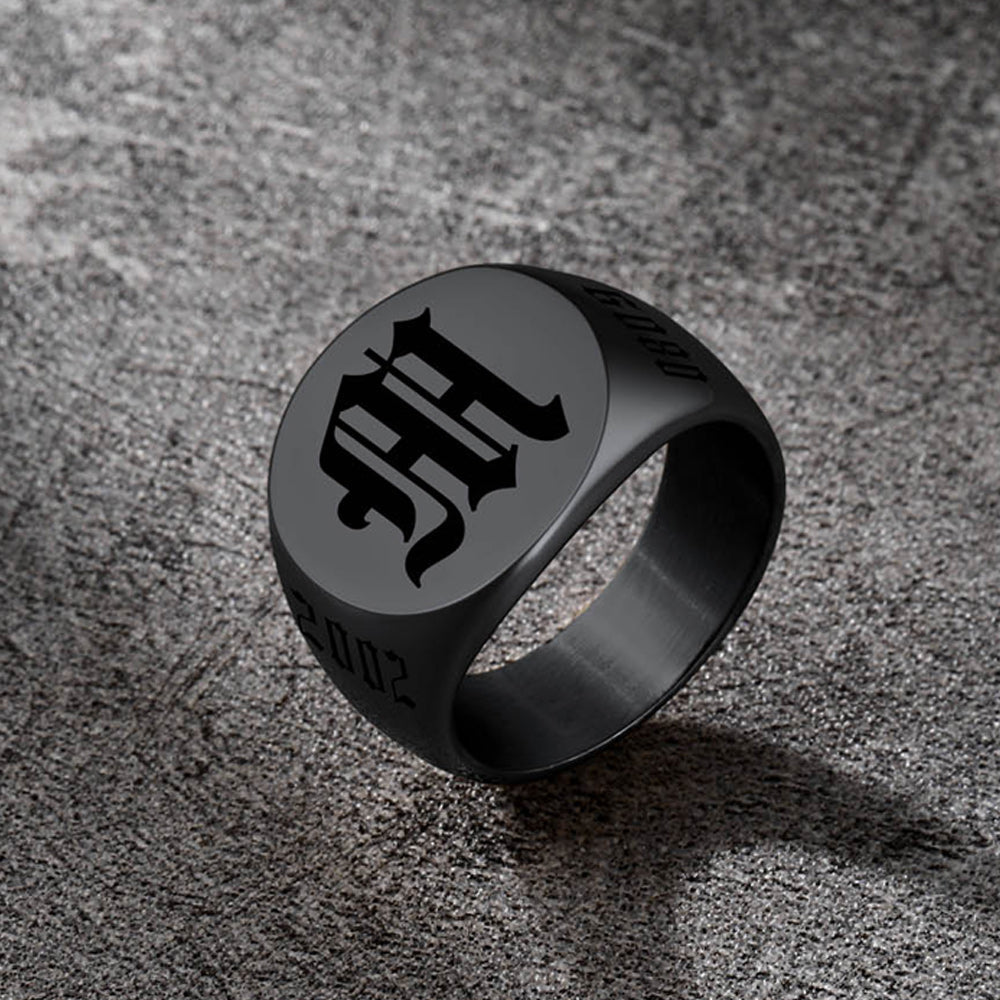 Engraved Name Custom Signet Rings for Men