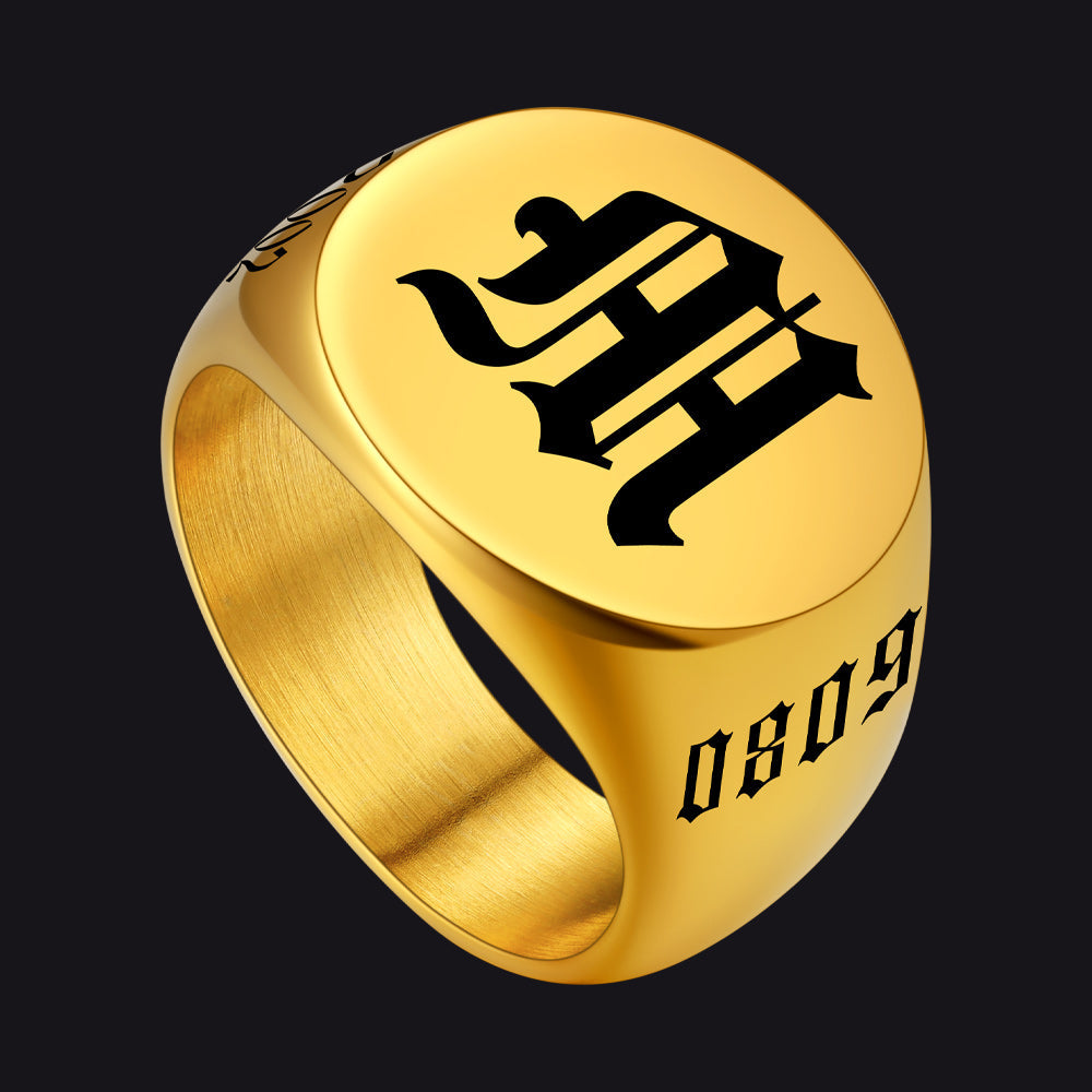 Engraved Name Custom Signet Rings for Men