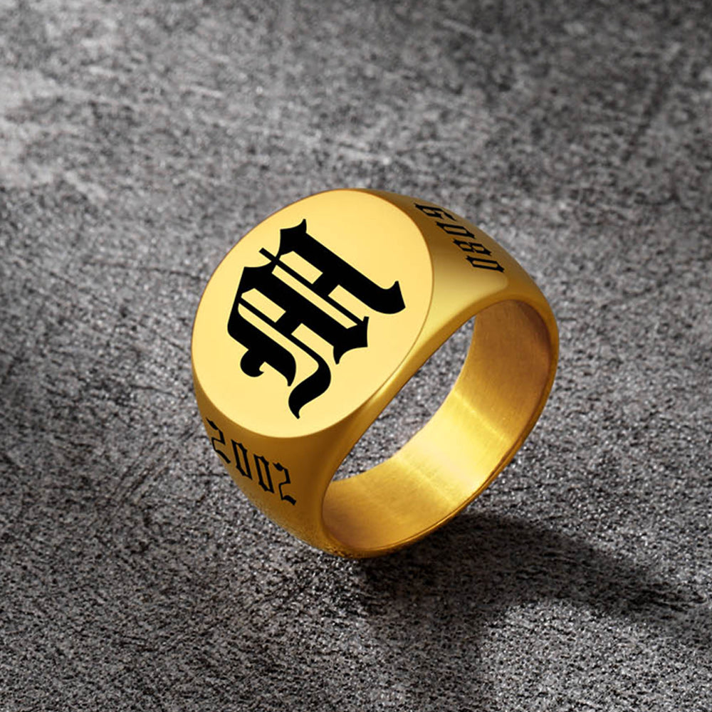 Engraved Name Custom Signet Rings for Men