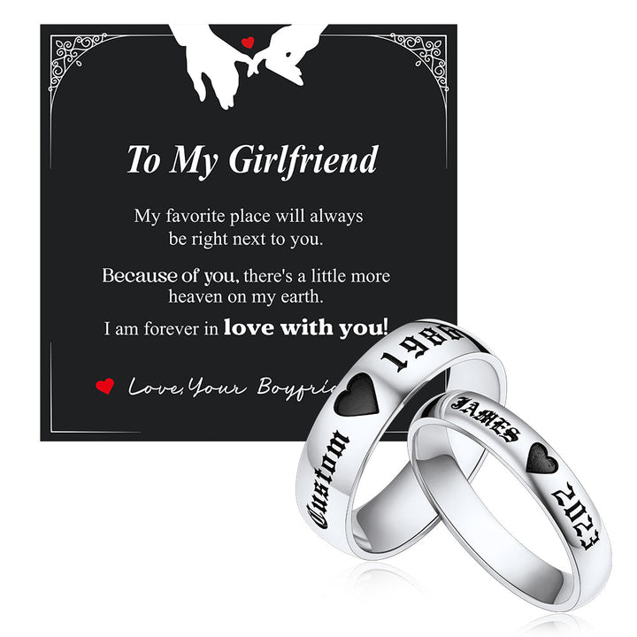 Custom Engraved Matching Promise Rings Set Gift for Couple