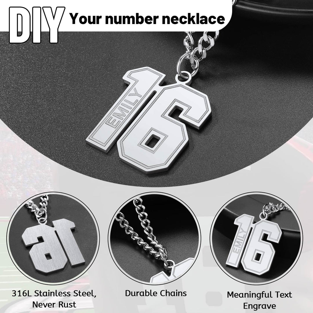 Custom Sports Jersey Number Necklace for Sport Fans, Gift for Men