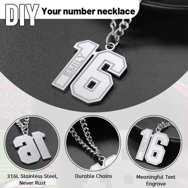 Custom Sports Jersey Number Necklace for Sport Fans, Gift for Men