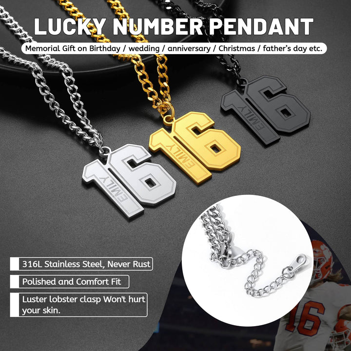 Custom Sports Jersey Number Necklace for Sport Fans, Gift for Men