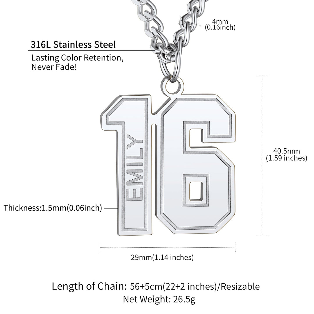 Custom Sports Jersey Number Necklace for Sport Fans, Gift for Men