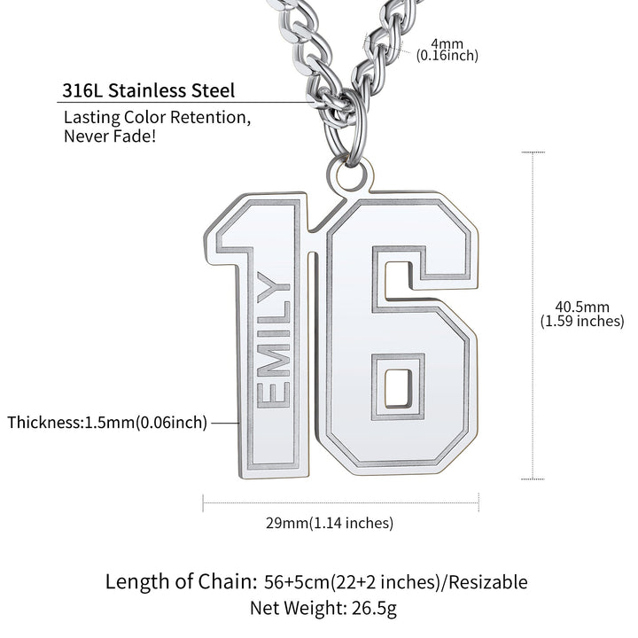 Custom Sports Jersey Number Necklace for Sport Fans, Gift for Men