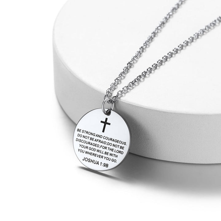 Christian Joshua 1:9 Cross Medal Necklace For Men