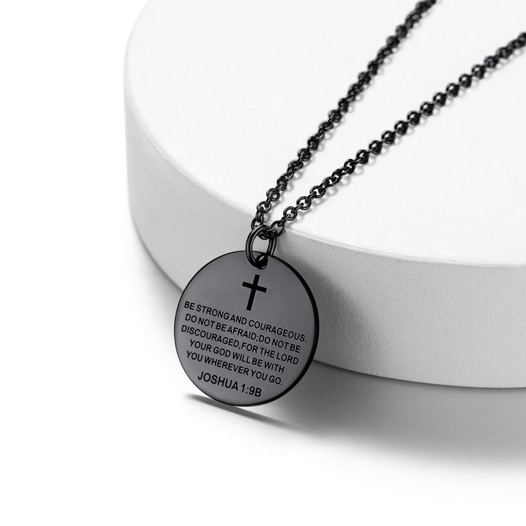 Christian Joshua 1:9 Cross Medal Necklace For Men