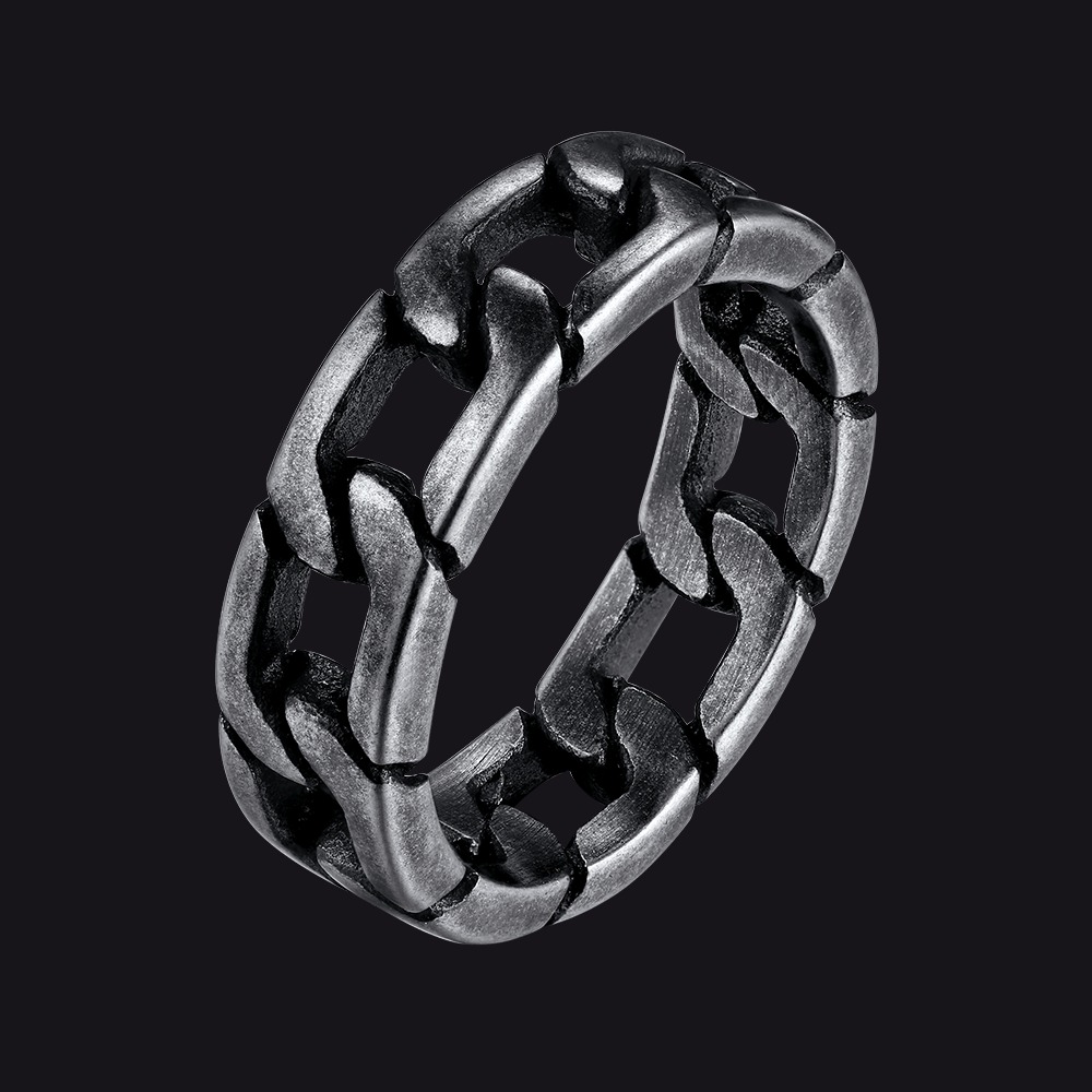 Chunky Cuban Link Chain Ring For Men Stainless Steel